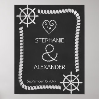 Schiefertafel-Maritime-Hochzeitsposter Poster