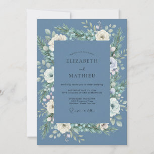 Schieferweiße Blätterhochzeit Einladung