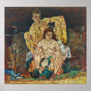 Schiele - Crouching Couple (Familie) Poster