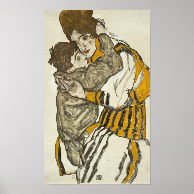 Schiele - Ehefrau mit ihrem kleinen Nephew Poster (Vorne)