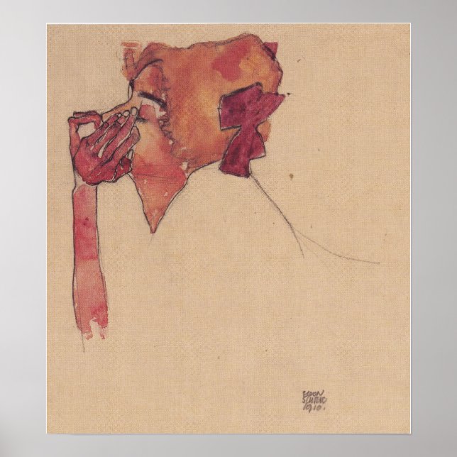 Schiele - Gerti mit Haarmesh 1910 Poster (Vorne)