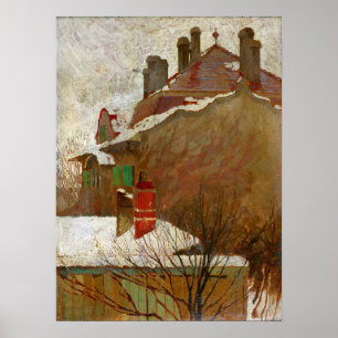Schiele - Häuser im Winter (Blick aus dem Studio) Poster