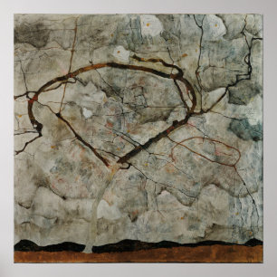 Schiele - Herbstbaum in Stirred Air (Winterbaum) Poster