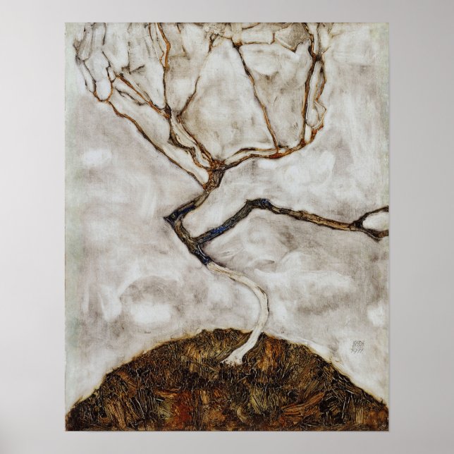 Schiele - kleiner Baum im Spätherbst Poster (Vorne)