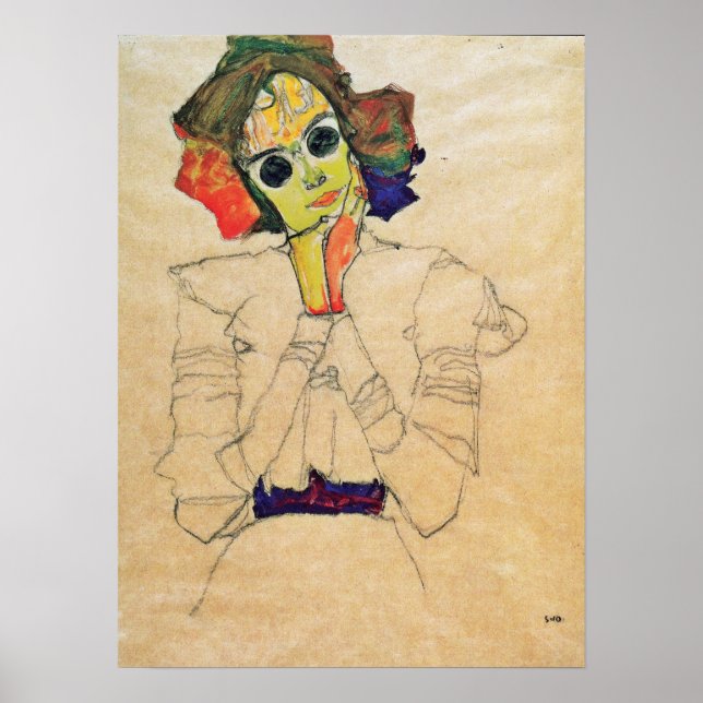 Schiele - Mädchen mit Sonnenbrille 1910 Poster (Vorne)