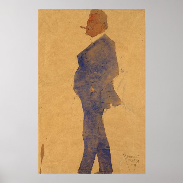 Schiele - Portrait von Leopold Czihaczek 1908 Poster (Vorne)