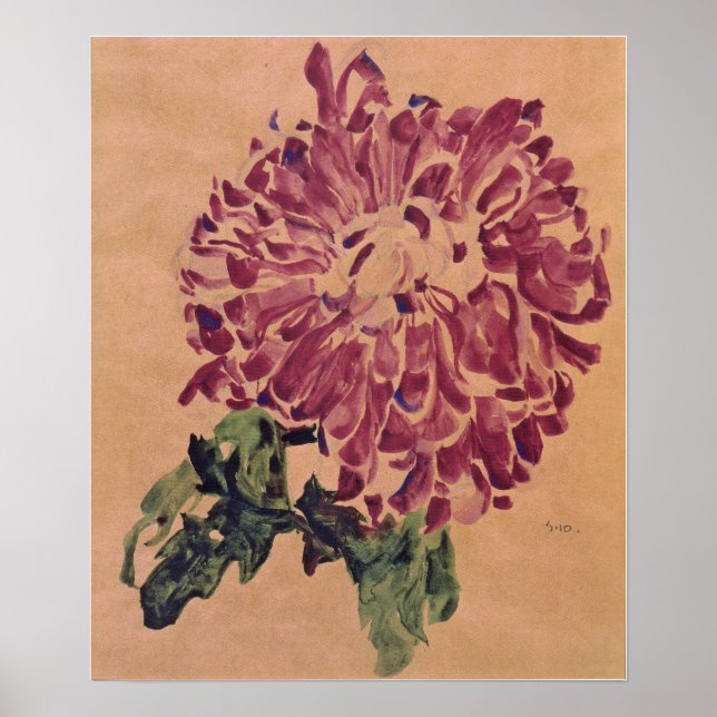 Schiele - Rotes Chrysanthemum 1910 Poster (Vorne)