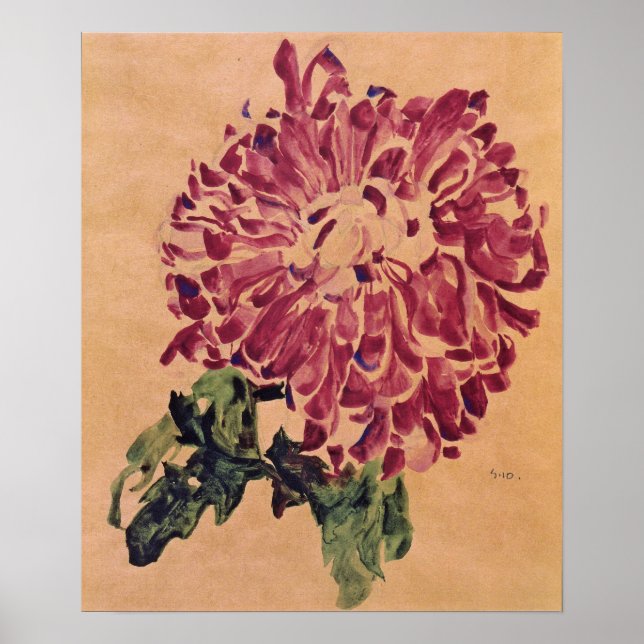 Schiele - Rotes Chrysanthemum 1910 Poster (Vorne)