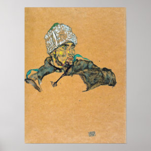 Schiele - russischer Kriegsgefangener mit Pelzhut Poster