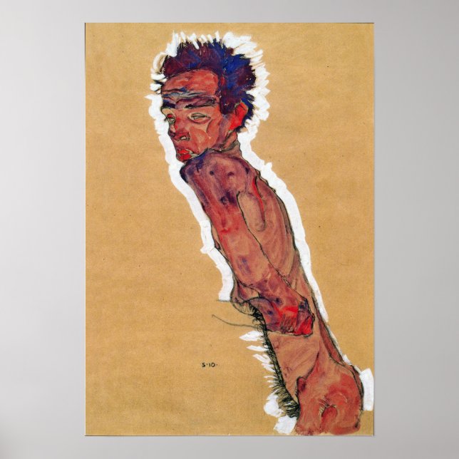 Schiele - Selbstportrait 1910 Poster (Vorne)