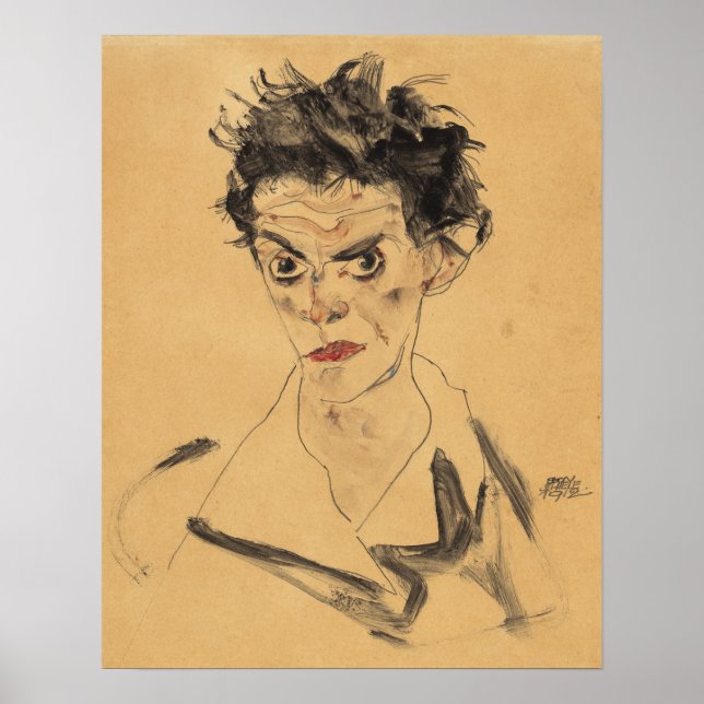 Schiele - Selbstportrait 1912 Poster (Vorne)