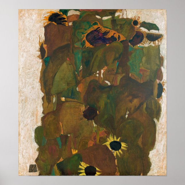 Schiele - Sonnenblumen Poster (Vorne)