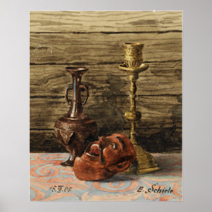 Schiele - Stillleben mit Candlestick Vase und Ma.. Poster