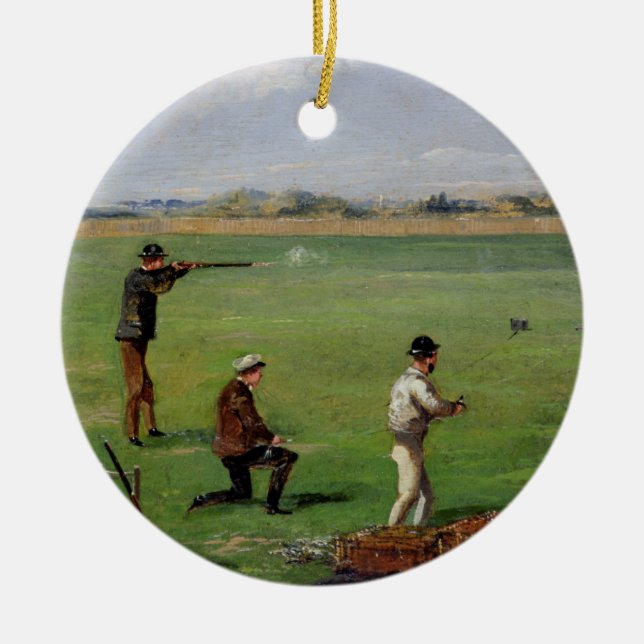 Schießen (Öl auf Papier) Keramikornament (Vorne)