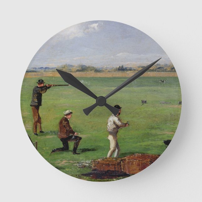 Schießen (Öl auf Papier) Runde Wanduhr (Vorderseite)
