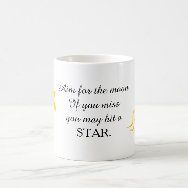 Schießen-Stern-positive Inspirational Zitat-Tasse Kaffeetasse (Mittel)
