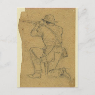Schießender Soldat Postkarte
