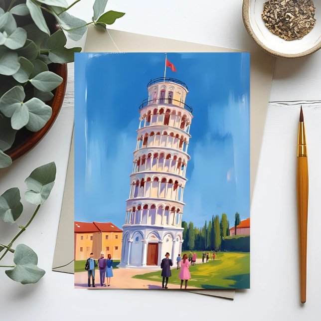Schießturm von Pisa Italien Malerei Postkarte (Von Creator hochgeladen)