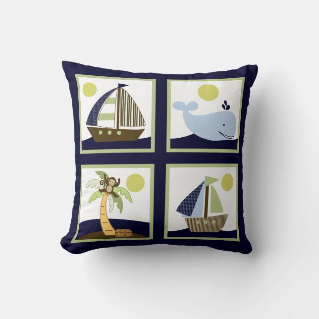 Schiff Ahoy Mate/Nautical Personalisiert Pillow Kissen (Vorderseite)