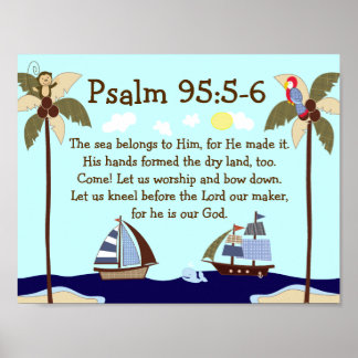 Schiff Ahoy Nautical Bible Verse Wall Print Poster