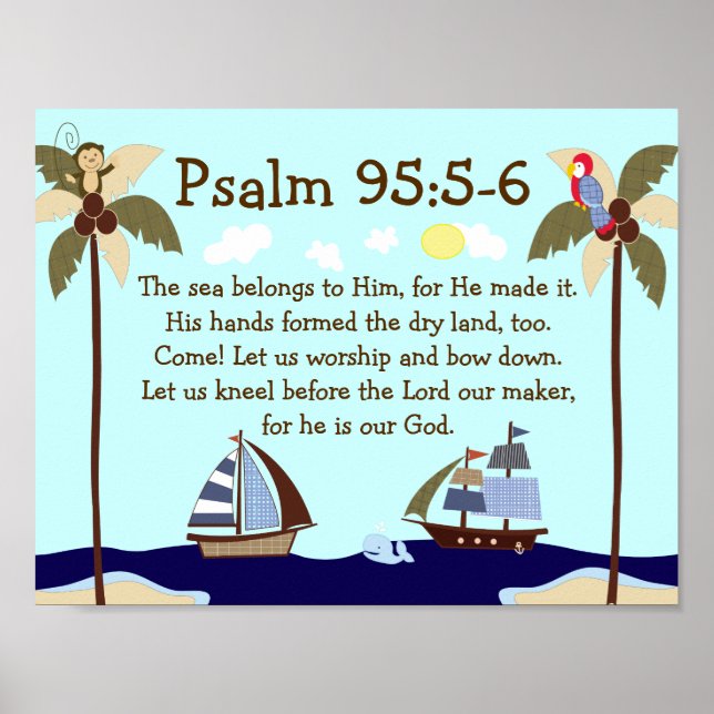 Schiff Ahoy Nautical Bible Verse Wall Print Poster (Vorne)