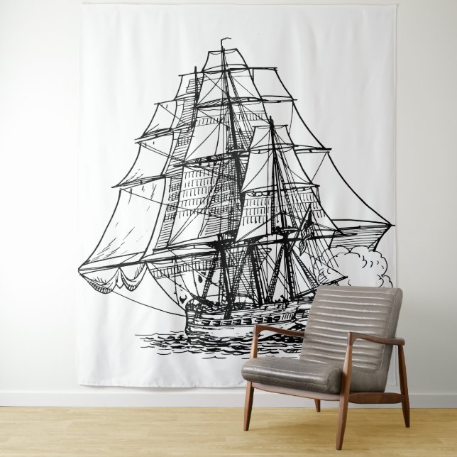 Schiff Ahoy Wandteppich (Beispiel)
