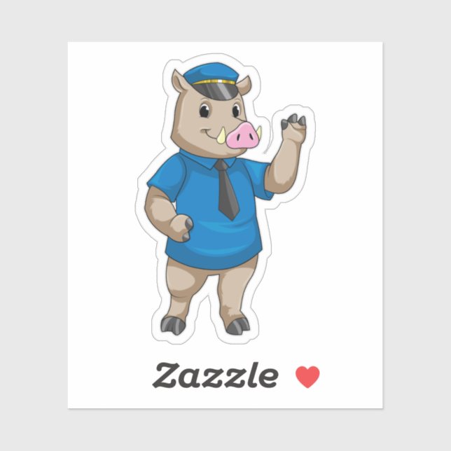 Schiff als Polizeibeamter mit Polizeihut Aufkleber (Blatt)