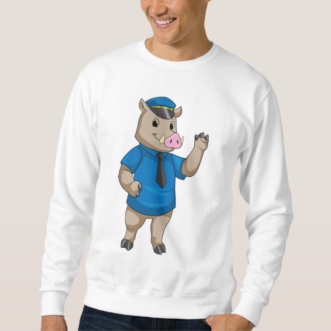 Schiff als Polizeibeamter mit Polizeihut Sweatshirt (Vorderseite)