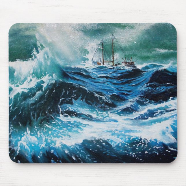 Schiff auf dem Meer im Sturm Mousepad (Vorne)