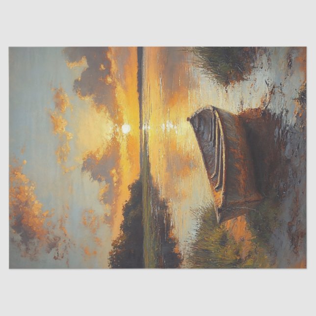 Schiff auf der Dekoupage der Shore-Malerei Seidenpapier (Vorderseite)