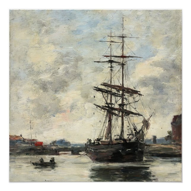 Schiff auf der Touques Eugene Boudin (Französisch, Poster (Vorderseite)