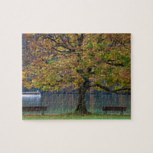 Schiff auf einem See im Herbst, Deutschland Puzzle