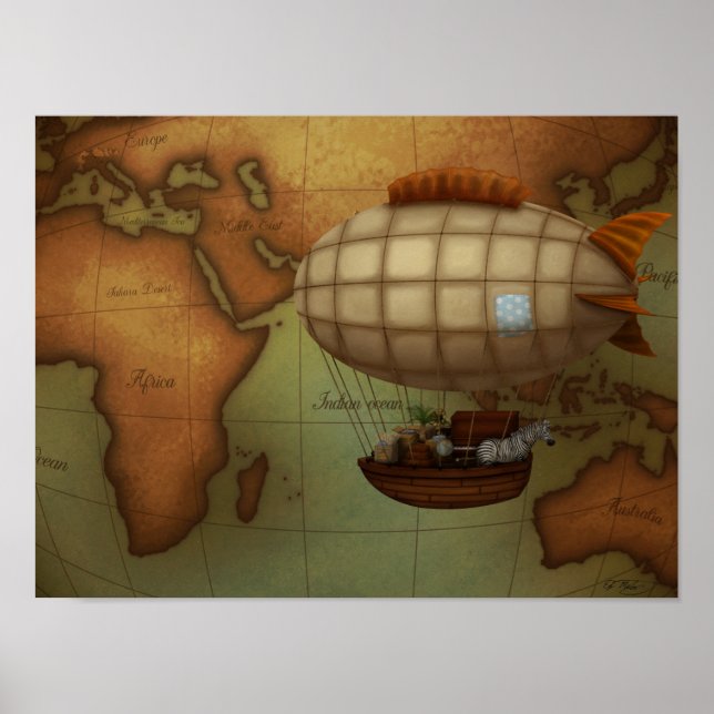 Schiff auf Expedition über die Osthalbkugel Karte Poster (Vorne)