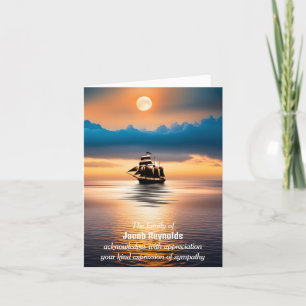Schiff auf See zum Dank Beileid Karte