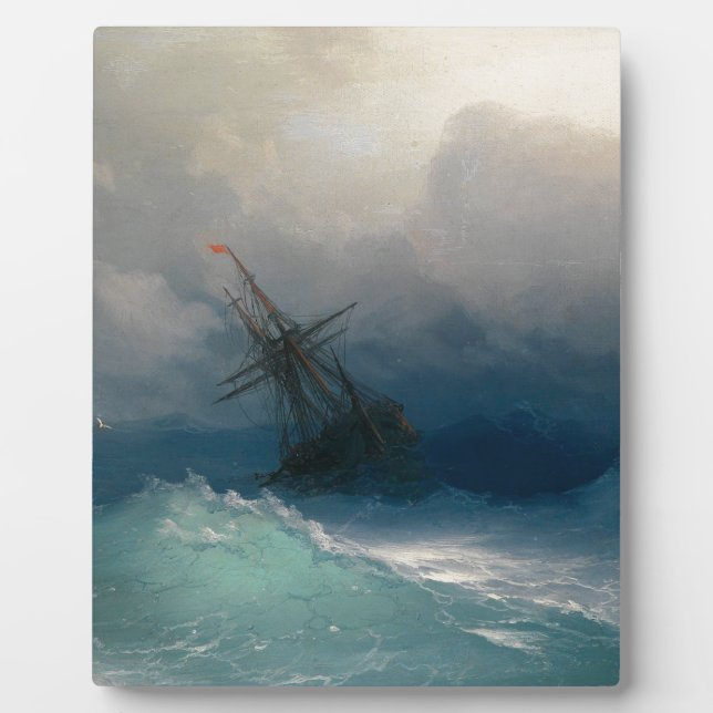 Schiff auf Sturmsee, Ivan Aivazovsky Fotoplatte (Vorderseite)
