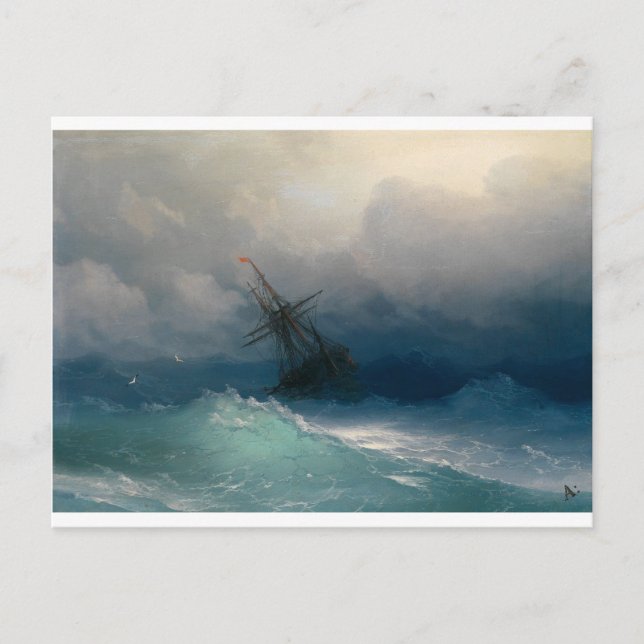 Schiff auf Sturmsee, Ivan Aivazovsky - Postkarte (Vorderseite)