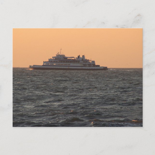 Schiff bei Sonnenuntergang Postkarte (Vorderseite)