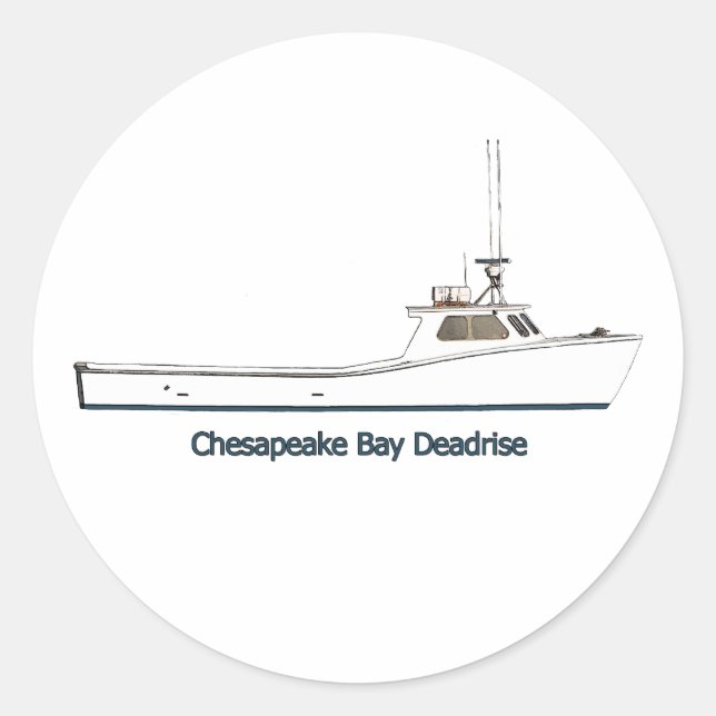 Schiff "Chesapeake Bay Deadrise" (mit dem Titel) Runder Aufkleber (Vorderseite)