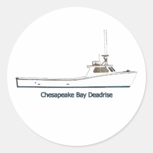 Schiff "Chesapeake Bay Deadrise" (mit dem Titel) Runder Aufkleber