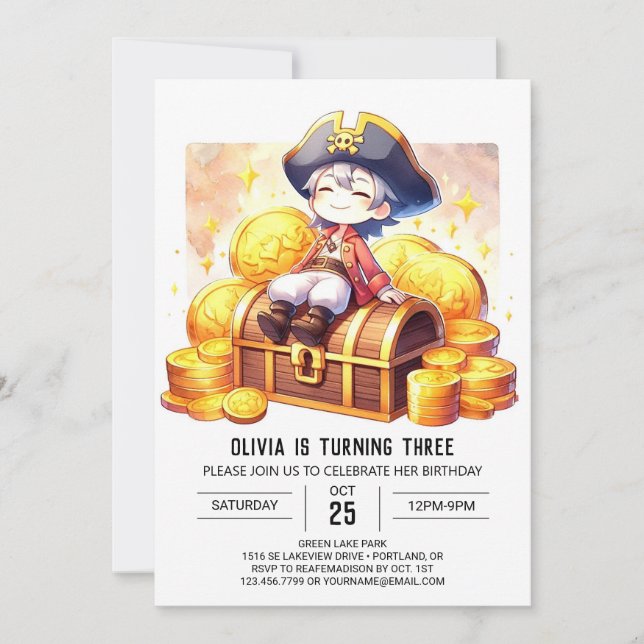 Schiff Custom Pirate Birthday Einladung (Vorderseite)