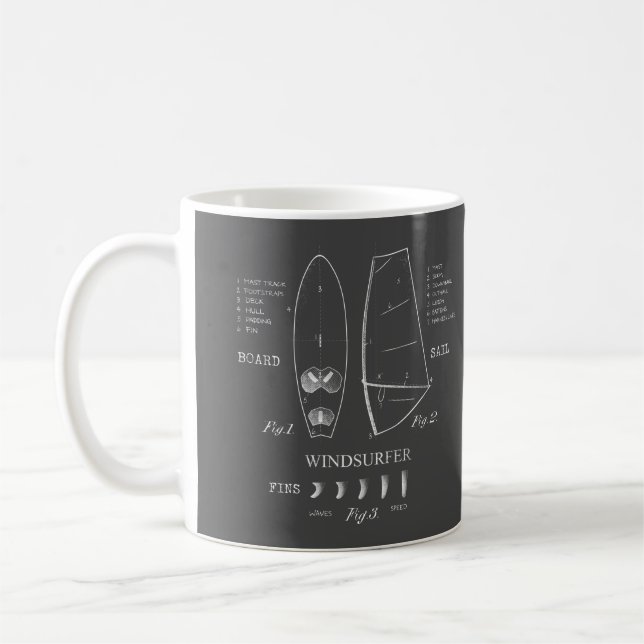 Schiff der Windsurfer Equipment Board Zeichnend Kaffeetasse (Links)