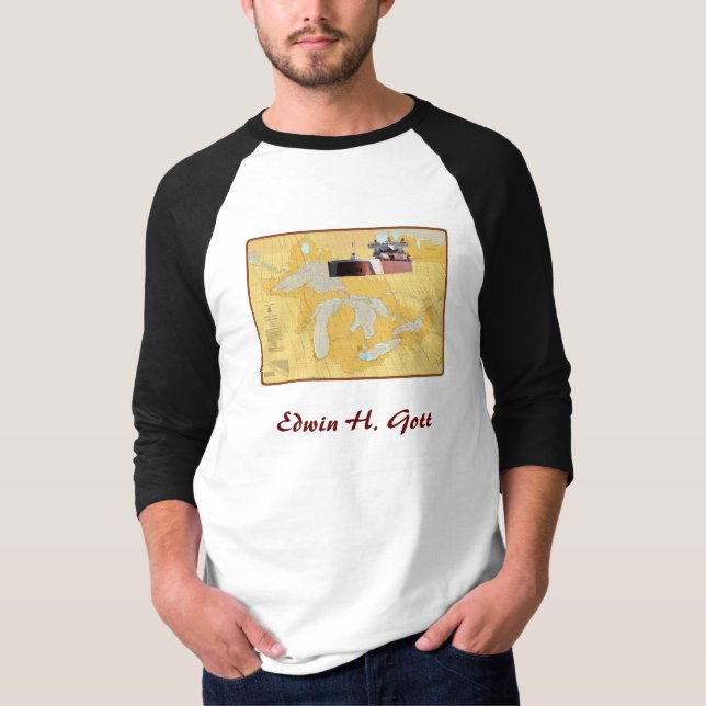 Schiff Edwin H. Gott Great Lakes auf Diagramm T-Shirt (Vorderseite)