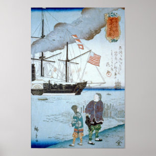 Schiff für Ausländer, Hiroshige Japanisch Fine Art Poster