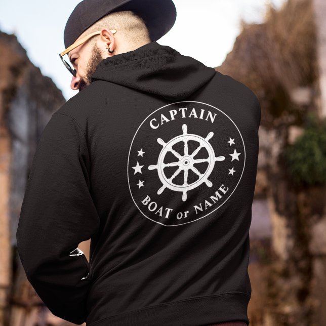 Schiff Helm Wheels Stars Captain oder Bootsname Bl Hoodie (Von Creator hochgeladen)