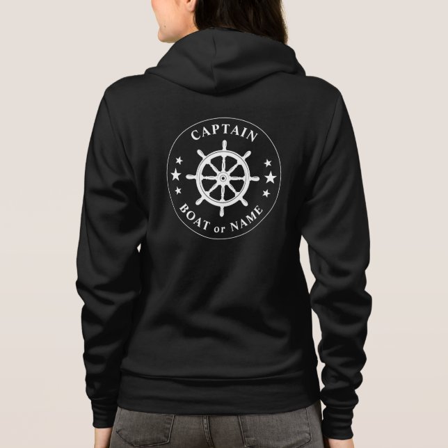 Schiff Helm Wheels Stars Captain oder Bootsname Bl Hoodie (Rückseite)