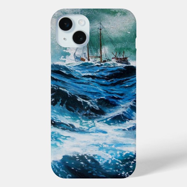 Schiff im Meer im Sturm / Navy Blue Case-Mate iPhone Hülle (Rückseite)