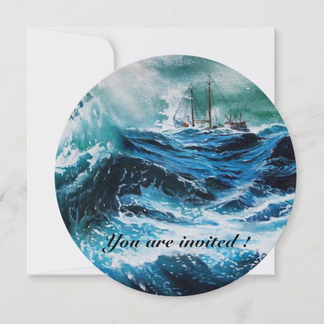 Schiff im Sturm Einladung (Vorderseite)