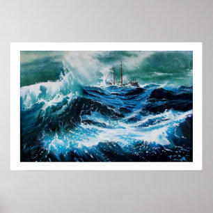 Schiff im Sturm Poster