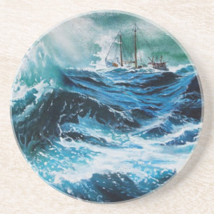 Schiff im Sturm Sandstein Untersetzer