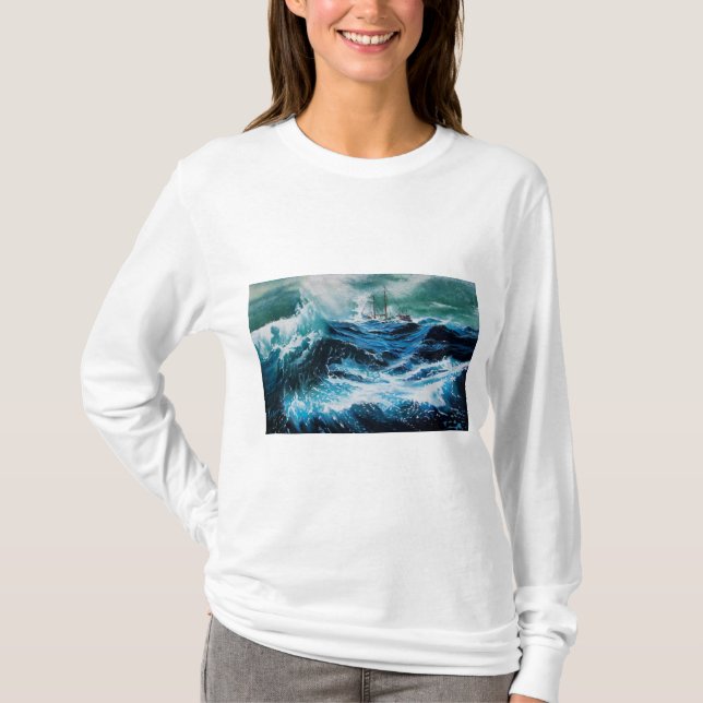 Schiff im Sturm T-Shirt (Vorderseite)